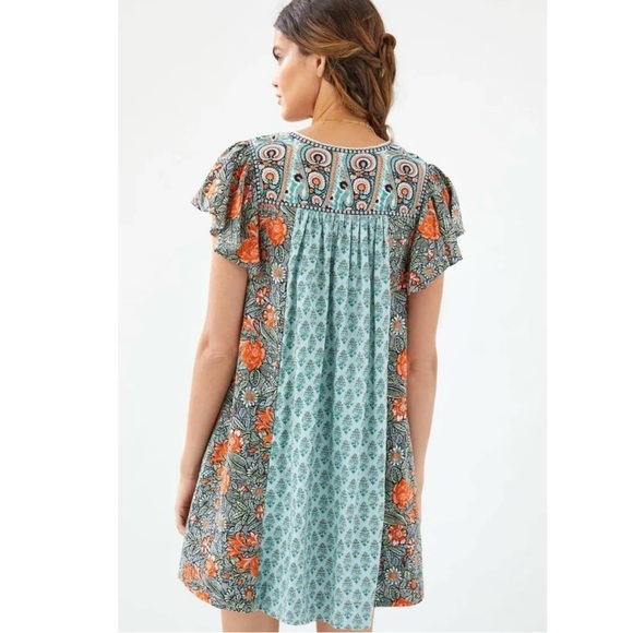 Anthropologie Blue Green Astrid Tunic Floral Dress - Picture 11 of 11